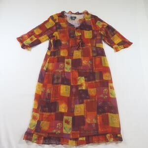 Cedar Creek Trading Company Dress Country Floral Orange Yellow Sz 14 1990s